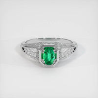 0.37 Ct. Emerald Ring, 18K White Gold 1