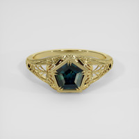 1.66 Ct. Bluish Green Sapphire Ring, 10K Yellow Gold 1