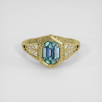1.31 Ct. Bluish Green Sapphire Ring, 10K Yellow Gold 1