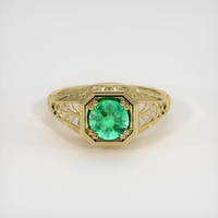 0.65 Ct. Emerald Ring, 18K Yellow Gold 1