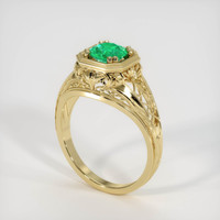 0.65 Ct. Emerald Ring, 18K Yellow Gold 2
