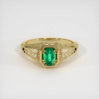 0.37 Ct. Emerald Ring, 18K Yellow Gold 1