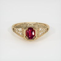 0.55 Ct. Ruby Ring, 18K Yellow Gold 1
