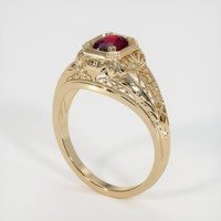 0.55 Ct. Ruby Ring, 18K Yellow Gold 2