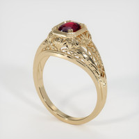0.55 Ct. Ruby Ring, 18K Yellow Gold 2