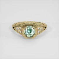 1.08 Ct. Bluish Green Sapphire Ring, 18K Yellow Gold 1