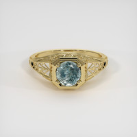 1.53 Ct. Bluish Green Sapphire Ring, 18K Yellow Gold 1