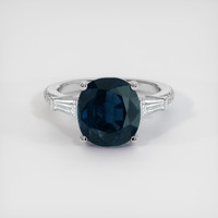 4.88 Ct. Greenish Blue Sapphire Ring, Platinum 950 1