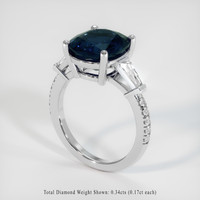 4.88 Ct. Greenish Blue Sapphire Ring, Platinum 950 2