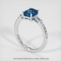 2.54 Ct. Greenish Blue Sapphire Ring, Platinum 950 2
