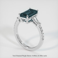 3.77 Ct. Bluish Green Sapphire Ring, Platinum 950 2