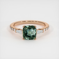 2.10 Ct. Greenish Blue Sapphire Ring, 14K Rose Gold 1