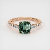 2.10 Ct. Greenish Blue Sapphire Ring, 18K Rose Gold 1