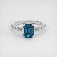 2.93 Ct. Greenish Blue Sapphire Ring, 14K White Gold 1