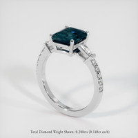 3.50 Ct. Greenish Blue Sapphire Ring, 14K White Gold 2