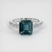 5.03 Ct. Bluish Green Sapphire Ring, 14K White Gold 1
