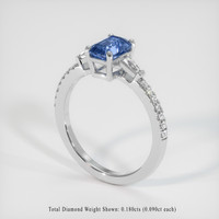 1.11 Ct. Blue Sapphire Ring, 18K White Gold 2