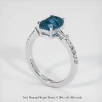 2.93 Ct. Greenish Blue Sapphire Ring, 18K White Gold 2