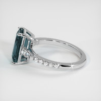 3.77 Ct. Bluish Green Sapphire Ring, 18K White Gold 4
