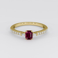 0.76 Ct. Ruby Ring, 14K Yellow Gold 1