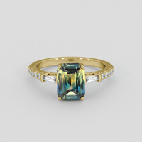 3.55 Ct. Bi Color / Parti Sapphire Ring, 14K Yellow Gold 1