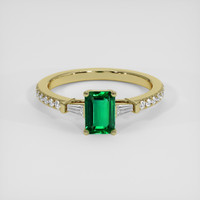 0.91 Ct. Emerald Ring, 18K Yellow Gold 1