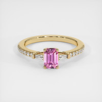 0.69 Ct. Pink Sapphire Ring, 18K Yellow Gold 1