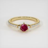 0.67 Ct. Ruby Ring, 18K Yellow Gold 1