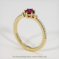 0.67 Ct. Ruby Ring, 18K Yellow Gold 2