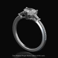 1.03 Ct. White Sapphire Ring, 14K White Gold 2