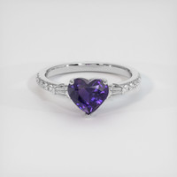 1.65 Ct. Purple Sapphire Ring, 18K White Gold 1