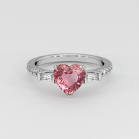 1.55 Ct. Padparadscha Sapphire Ring, 18K White Gold 1