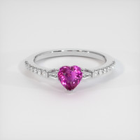 0.83 Ct. Pinkish Purple Sapphire Ring, 18K White Gold 1