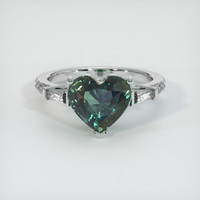 3.64 Ct. Green Sapphire Ring, 18K White Gold 1