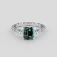 2.02 Ct. Greenish Blue Sapphire Ring, Platinum 950 1
