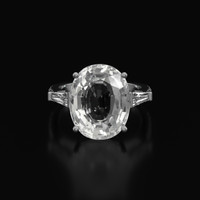 11.12 Ct. White Sapphire Ring, Platinum 950 1