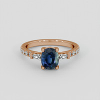 1.23 Ct. Greenish Blue Sapphire Ring, 14K Rose Gold 1