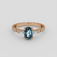 0.96 Ct. Greenish Blue Sapphire Ring, 14K Rose Gold 1