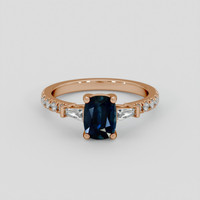 0.99 Ct. Greenish Blue Sapphire Ring, 14K Rose Gold 1