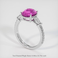 3.08 Ct. Pink Sapphire Ring, 14K White Gold 2