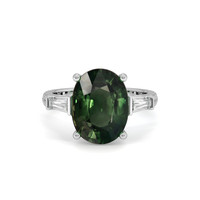 5.21 Ct. Green Sapphire Ring, 14K White Gold 1