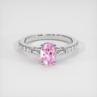 1.09 Ct. Pink Sapphire Ring, 18K White Gold 1