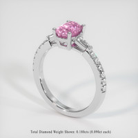 1.09 Ct. Pink Sapphire Ring, 18K White Gold 2