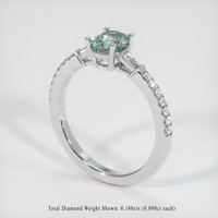1.02 Ct. Bluish Green Sapphire Ring, 18K White Gold 2