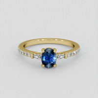 0.79 Ct. Blue Sapphire Ring, 10K Yellow Gold 1