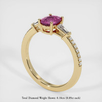 0.78 Ct. Pink Sapphire Ring, 14K Yellow Gold 2