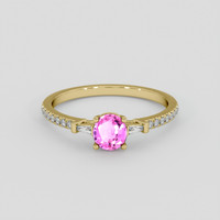 0.84 Ct. Pink Sapphire Ring, 14K Yellow Gold 1