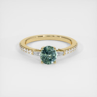 1.33 Ct. Greenish Blue Sapphire Ring, 14K Yellow Gold 1