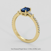0.79 Ct. Blue Sapphire Ring, 18K Yellow Gold 2