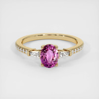 0.78 Ct. Pink Sapphire Ring, 18K Yellow Gold 1